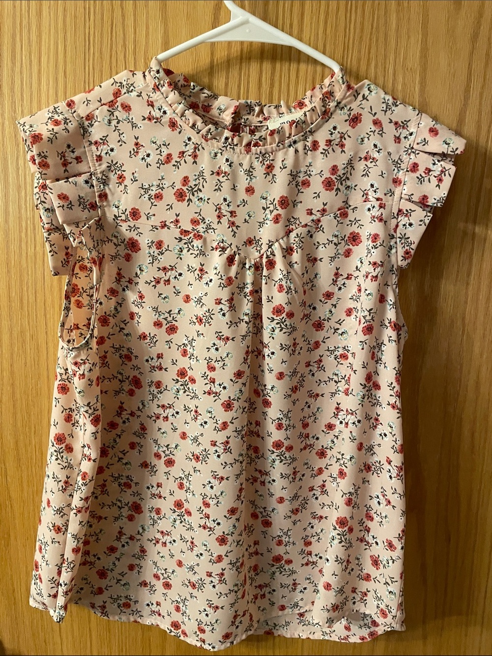 Monteau light pink Floral Ruffle Sleeve Top